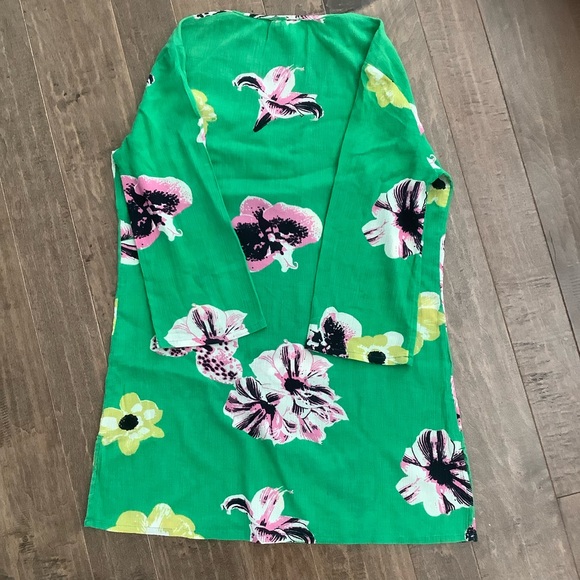 J. Crew Floral Green Women's Swim V- Neck Cover-Up, XXS - Picture 4 of 4